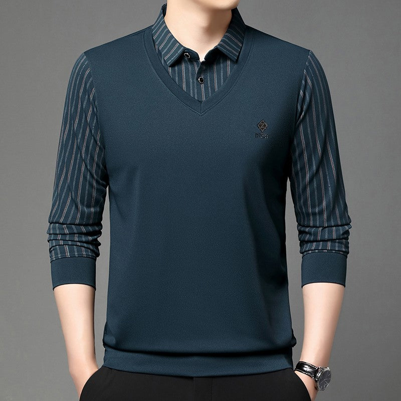 High quality brand long sleeve men's polo shirt autumn new style fashionable flip collar striped personalized top casual T-shirt