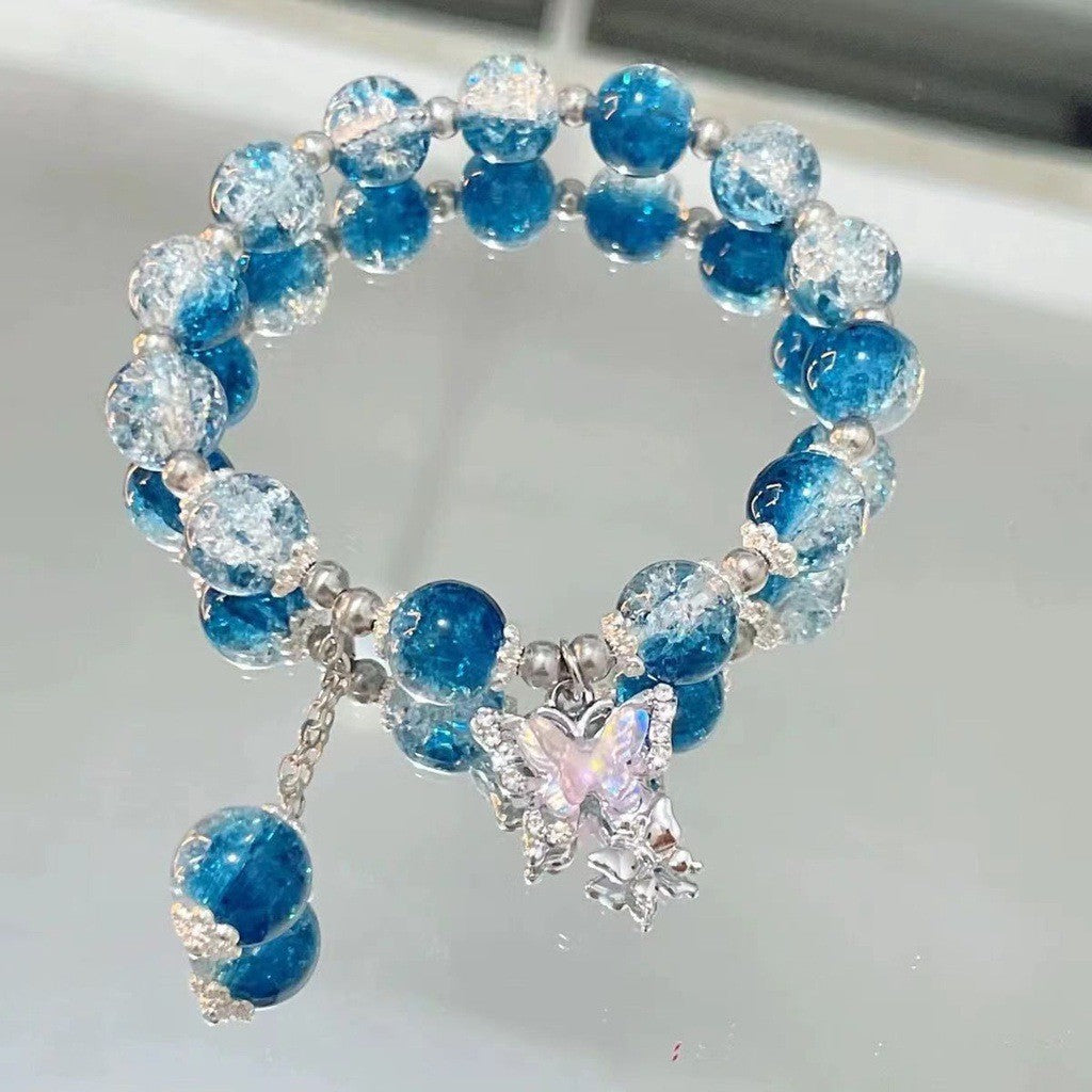 Nova pulseira de cristal com contas simples para mulheres meninas coreanas ins flor raposa pena borla pulseiras melhores amigas joias presentes 2024