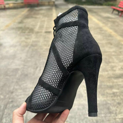 Novas Sandálias Femininas de Salto Alto Sexy Vazadas em Tela Tendência da Moda Verão Conforto Peep Toe Botas Stilettos Jazz Dance Tamanhos Grandes