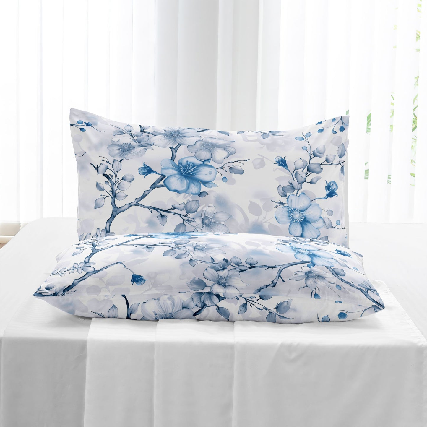 Conjunto de 3 peças de lençol de cama ajustável e fronhas em microfibra, estampado, toque macio, respirável, para cama queen size, capa de colchão
