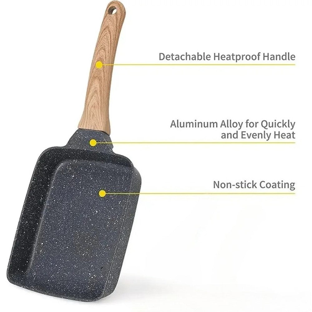 Japanese Omelette Pan Tamagoyaki Egg Pan Nonstick Egg Frying Pan Rectangle Steak Frying Pan with Detachable Scalding Handle