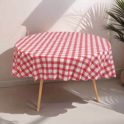 1/4pcs 213cm/83.86in Disposable Tablecloth Reusable Round Tablecloth Wrinkle-Free Waterproof Gingham Tablecloth Family Gathering