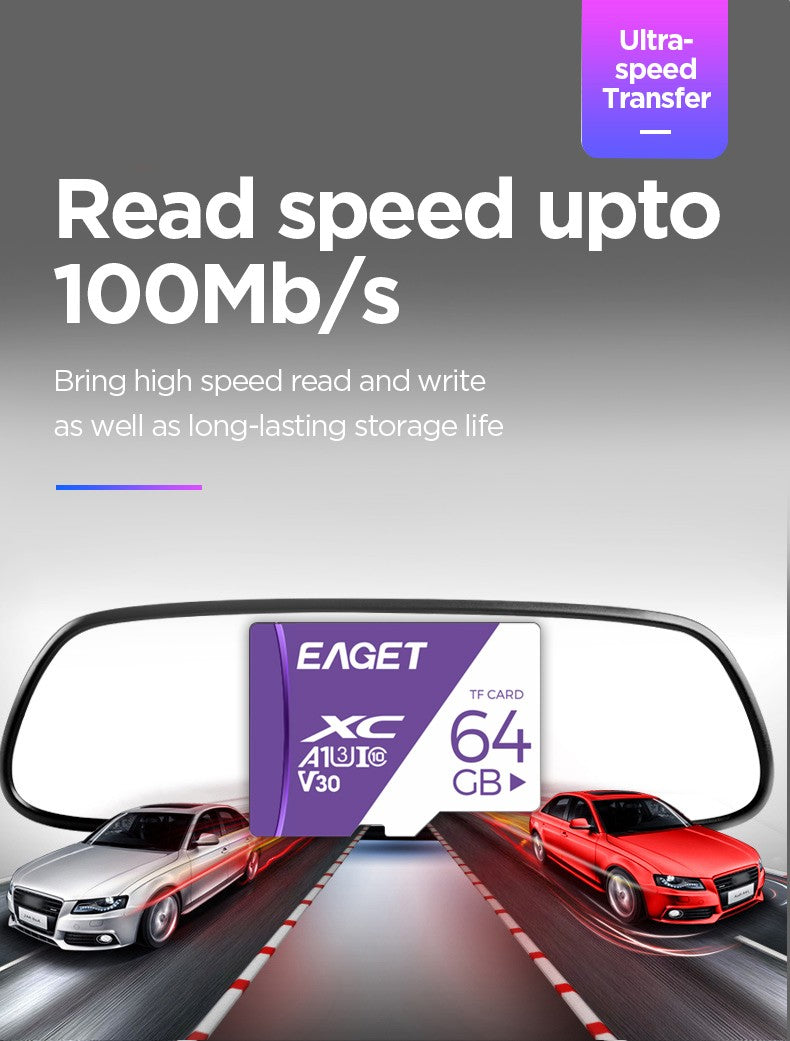 Cartão de Memória Eaget 256GB 128GB 32GB Cartão TF SD A1 V30 Classe10 UHS-1 64GB Alta Velocidade Compatível com Câmera Veicular Câmera de Vigilância