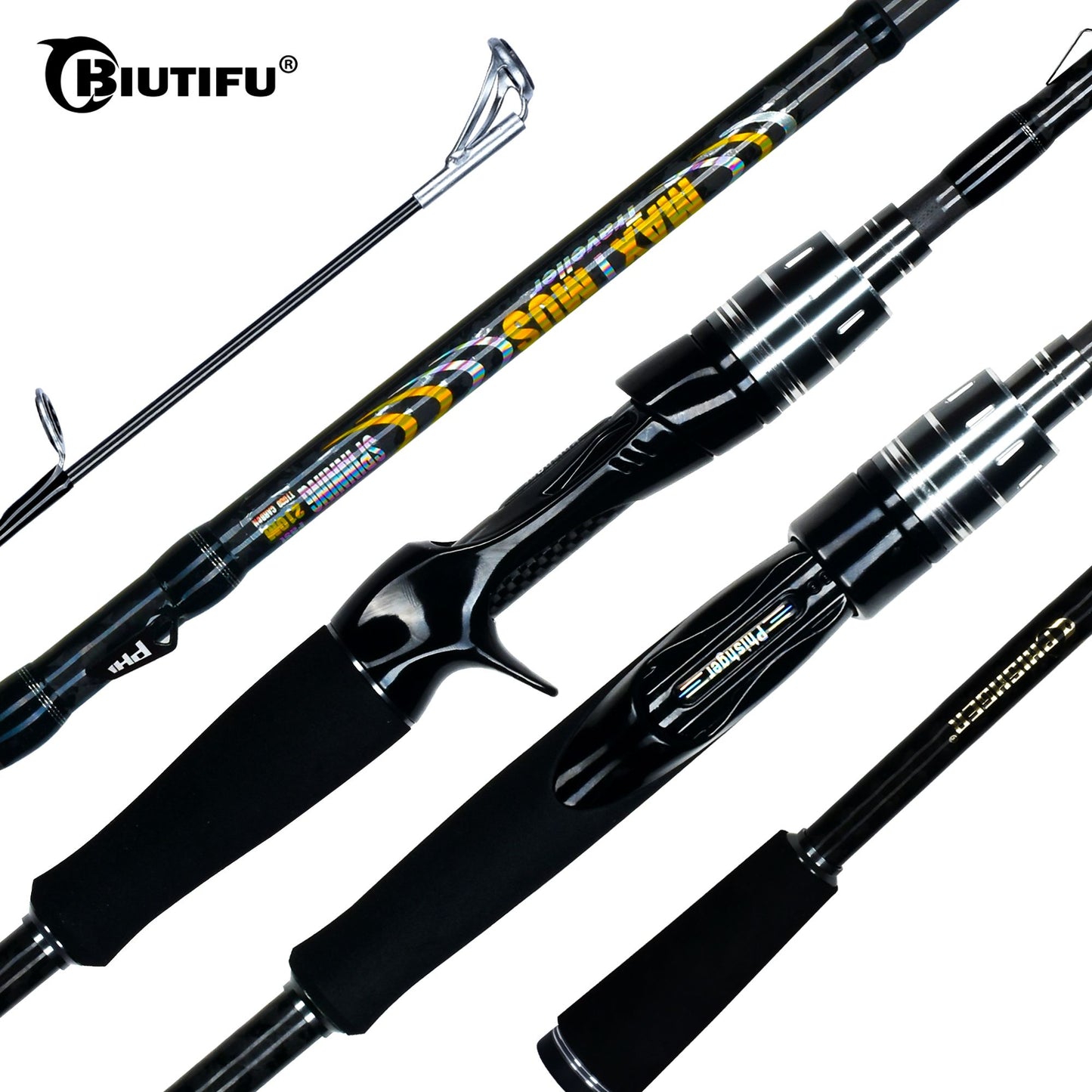 Vara de Pesca de Isca MAXIMUS 1.8m 2.1m 2.4m 2.7m 3.0m Carbono 30T Spinning Baitcasting Guia FUJI Viagem Casting 3-35g L/M/MH BIUTIFU
