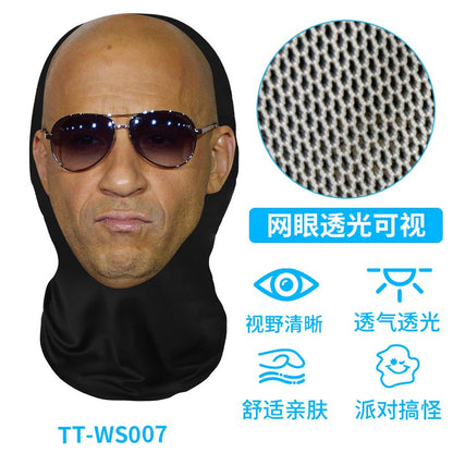 New 3D Printed Funny Mask Elastic Mesh Disguise Full Face Mask for Men Women Cosplay Headwear Hip Hop Fashion Hood Hat Headgear