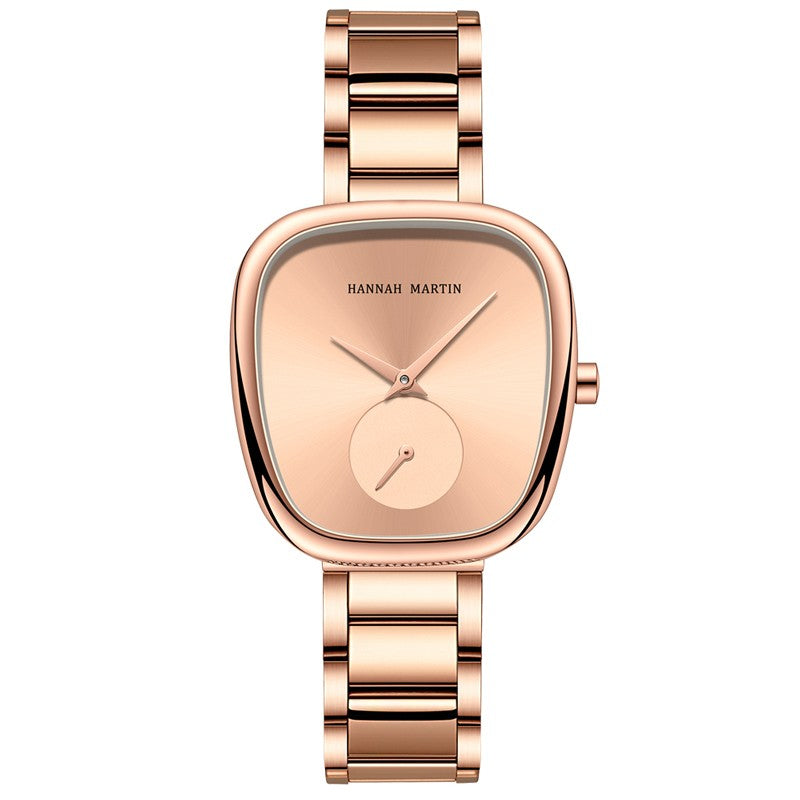 HANNAH MARTIN Brand Original Luxury Women Watch Rose Gold Fashion Stainless Steel Quartz Movement Waterproof Women Dress Watches