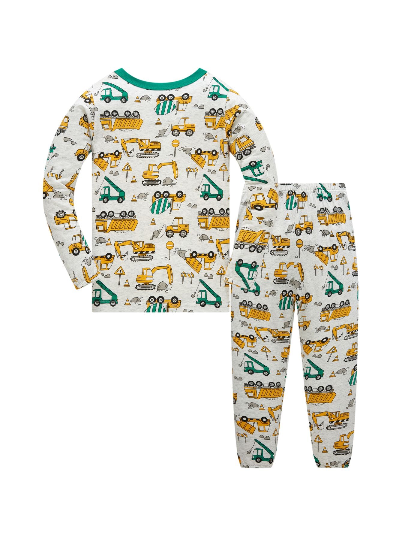 Pajamas Set for Boys 100% Cotton Full Print Excavator Kids Pjs Long Sleeve Elastic Cuffs Soft Sleepwear For Age 1-8 Years