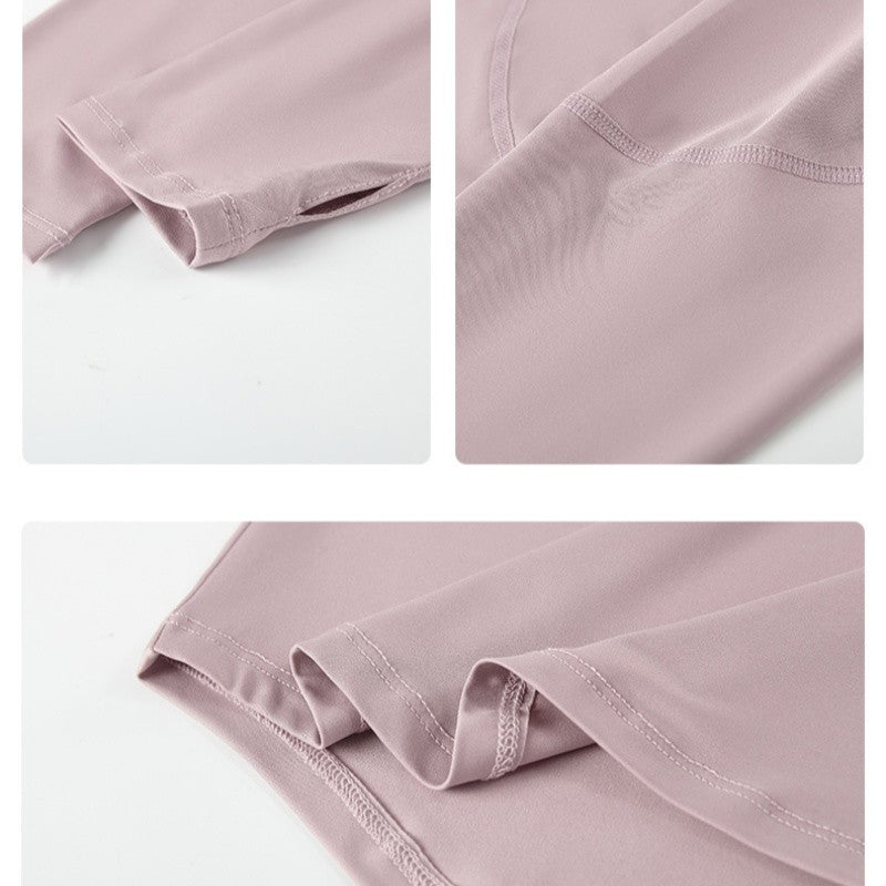 DRUR Women Long Sleeve Yoga Shirt Quick Dry Breathable Workout Top O-Neck Lightweight Pilates Running Tee Activewear Gym Clothes