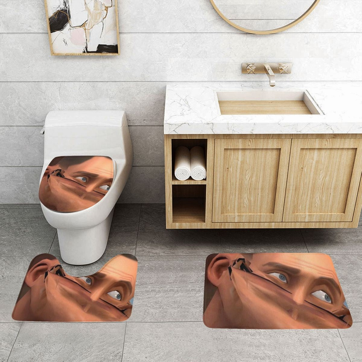 Team Fortress 2 TF2 3 Pcs Bath Mat Bathroom Set Toilet Lid Cover Home Decor Non-Slip Carpet Floor Rug