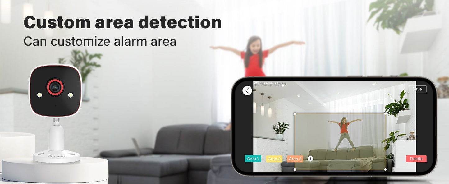 Câmeras de segurança externas/internas Jennov 5Ghz/2.4Ghz, câmera monitor sem fio WiFi 2K HD para animais de estimação, cães, gatos, bebês, para segurança residencial IP66