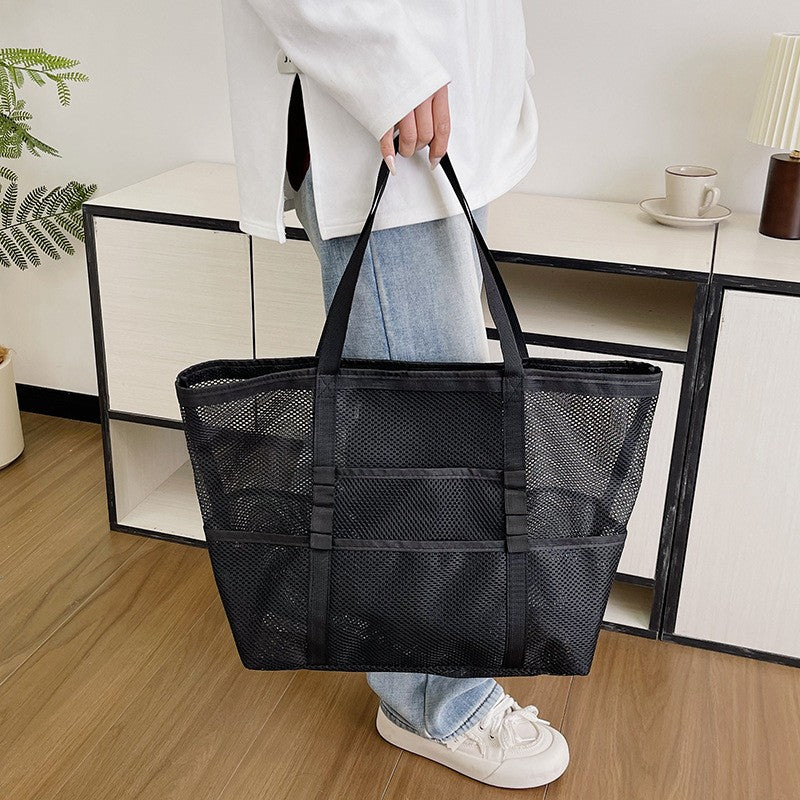 Foldable Lightweight Beach Bags Large Capacity Grocery Produce Tote Bag Beach Shoulder Bag Women's Casual Shopping Bags