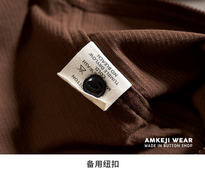 Autumn and Winter New American Retro Thick Corduroy Solid Color Cargo Shirt Men's Pure Cotton Long-sleeved Pocket Casual Blouses