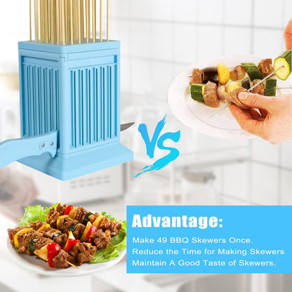 49 Holes Bbq Meat Skewer Maker Meat Cutter Lamb Beef Barbecue Skewer Portable Meat Skewer Maker Box Kitchen Barbecue Accessories