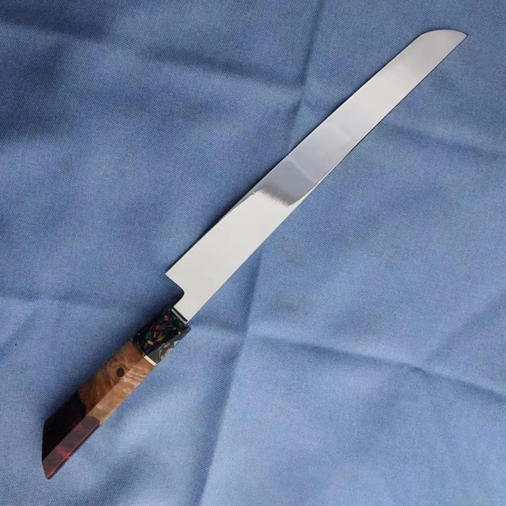 Faca de Sashimi Fio Único Sakimaru Cutelo de Chef Tynny para Fatiar Sushi Presunto Lâmina de Aço 10Cr15MoV Facas de Cozinha Feitas à Mão Messer