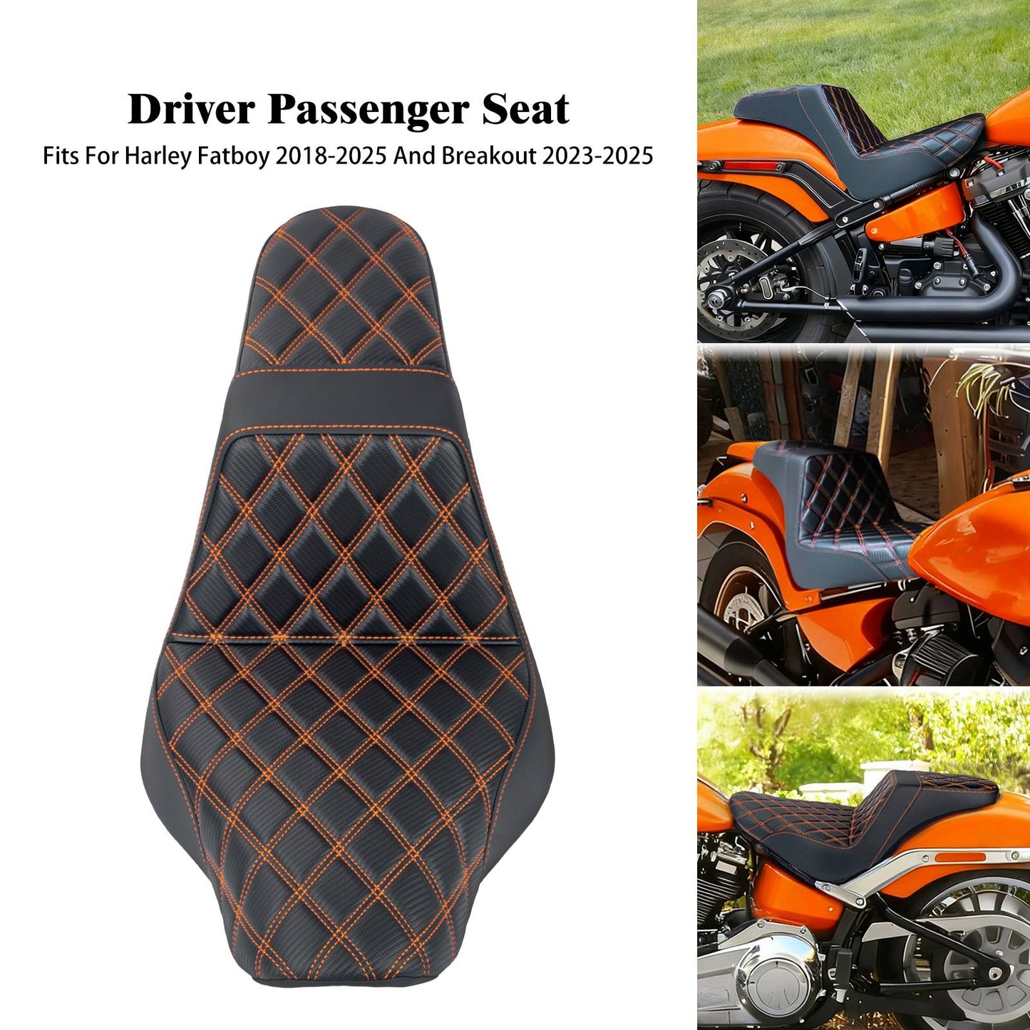 Banco do passageiro do motorista de duas pessoas da motocicleta Selim do piloto Banco dianteiro e traseiro para Harley Softail Fat Boy 2018-2025 Breakout FXBR 2023-25