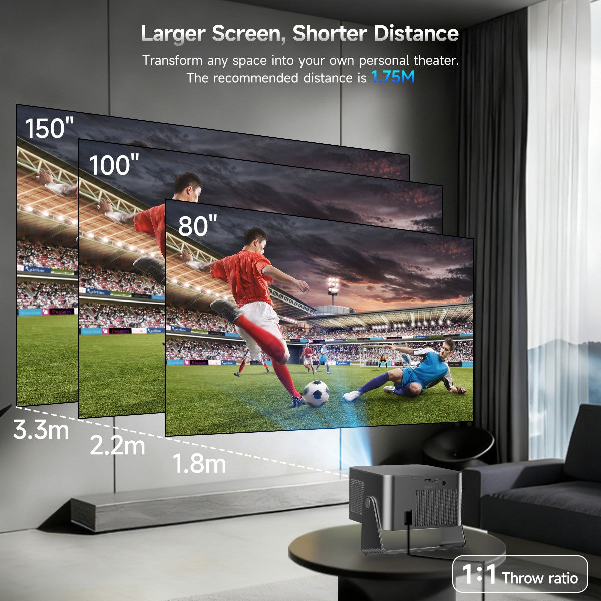 Projetor Magcubic HY350MAX GT 900 ANSI com Google TV, projetor nativo 1080p, foco automático, portátil, Android, home theater