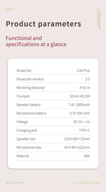 Karaoke Portable Wireless Bluetooth Speaker With Microphone Machine Radio FM Caixa De Som Mini Sound Box Music Small Column Mp3