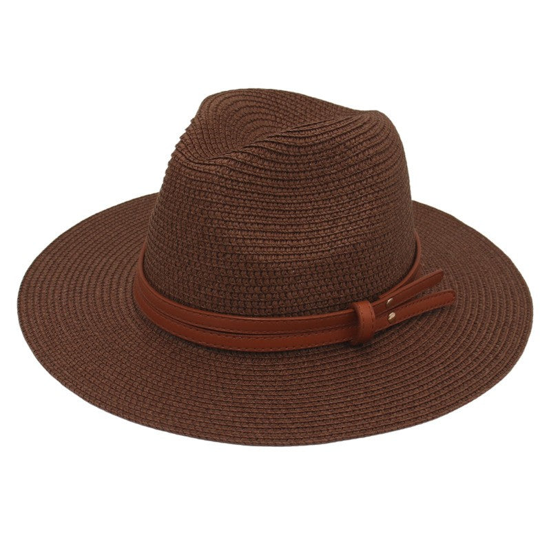 Summer Straw Sun Hat Panama Hats Grass Knitted Gift Hat Breathable Leisure Jazz Hat European American Style Straw Hat Beach Caps