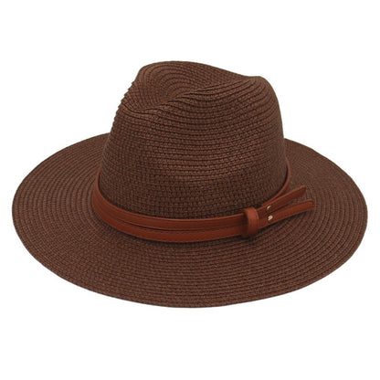 Summer Straw Sun Hat Panama Hats Grass Knitted Gift Hat Breathable Leisure Jazz Hat European American Style Straw Hat Beach Caps