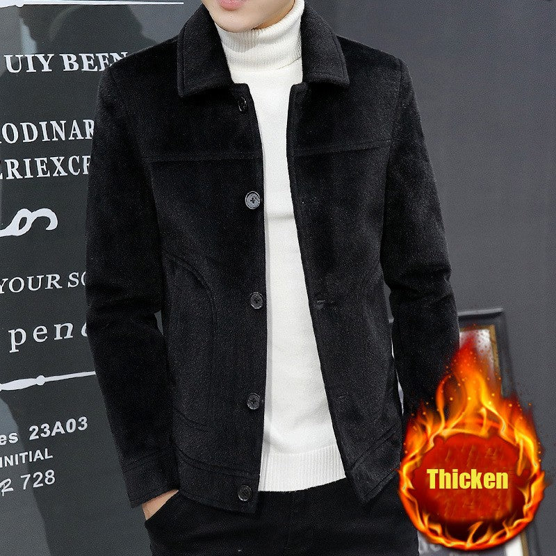 Autumn Winter Short Woolen Coat Merino Wool Men Korean Mink Imitation Jacket Trendy Heavy Clothes Mens Overcoat Heren Jas