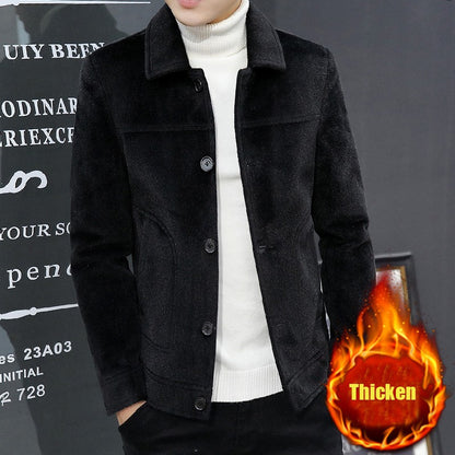 Autumn Winter Short Woolen Coat Merino Wool Men Korean Mink Imitation Jacket Trendy Heavy Clothes Mens Overcoat Heren Jas