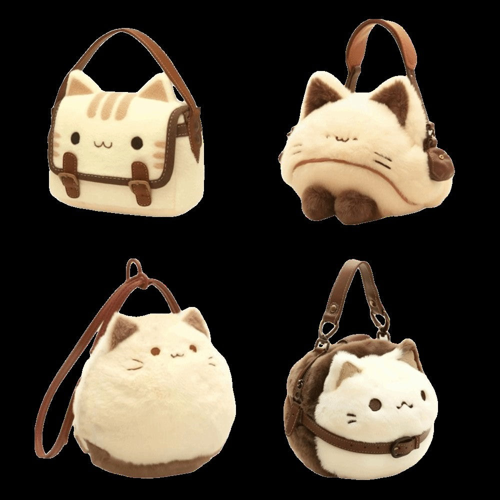 Fashion Furry Plush Kitten Handbag High Appearance Level Soft Cat Clutch Bag Adorable Crossbody Bag Girl's Gift