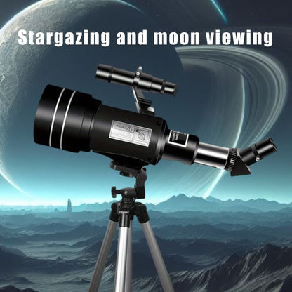 Telescópio astronômico todo preto 30070, telescópio com zoom de 15-150x, adequado para observar estrelas e a lua