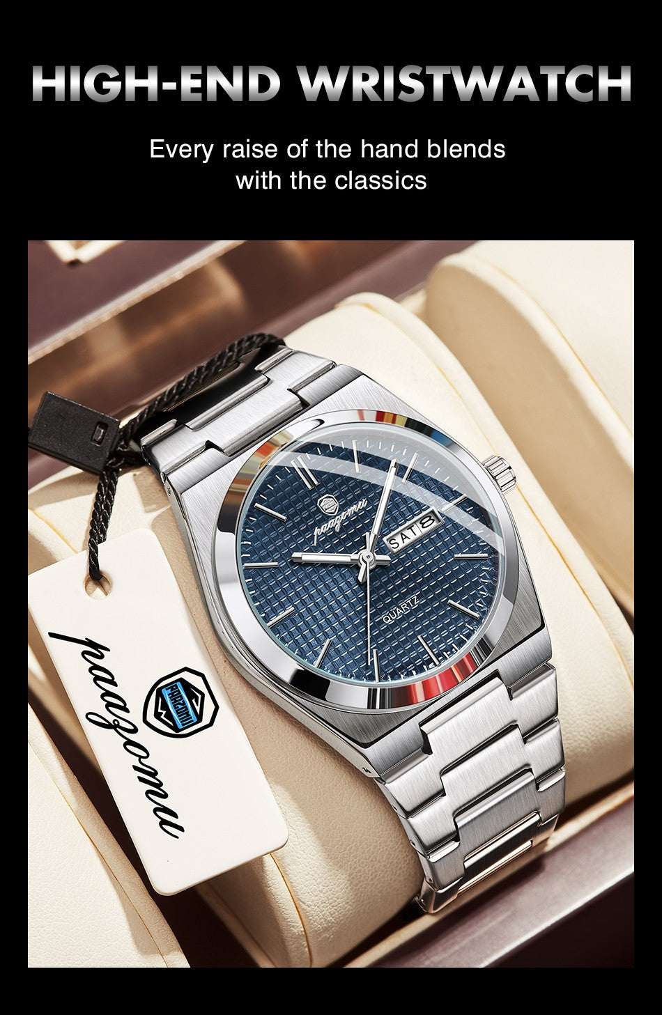 PAAZOMU Relógio Masculino de Luxo Original Moda Luminoso À Prova D'água Cronógrafo Data Relógio Masculino Couro Quartzo Relógios Masculinos Reloj