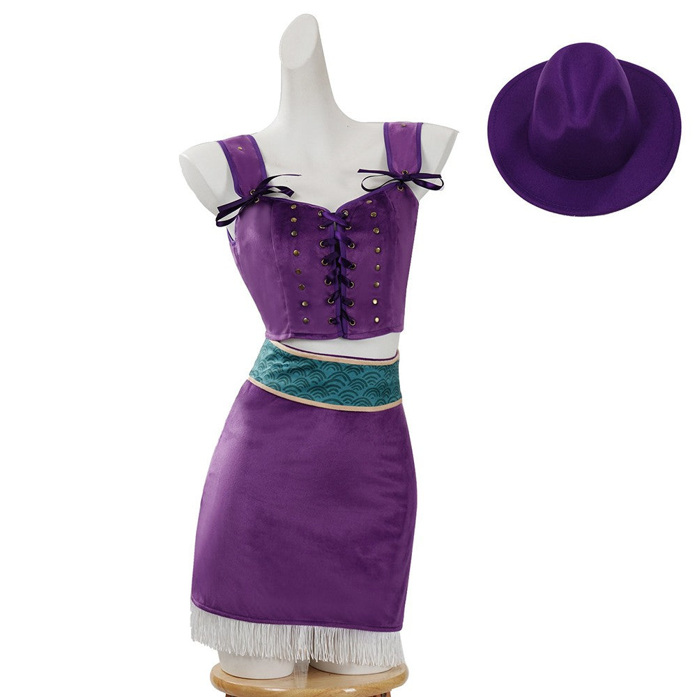 Anime Movie One Piece Nico Robin Cosplay Costume Top Skirt Belt Hat Role Play Outfit Halloween Carnival Party Performance Suit