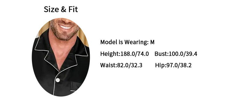 Men Satin Pajama Set Sleepwear for Man Summer Short Sleeve Button-Down Shirt & Shorts Pajamas 2 Piece Home Clothes Short Suit