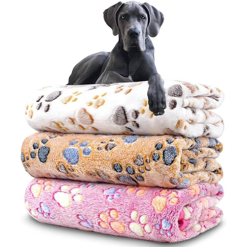 Cobertores para cães Gatos Cobertor de estimação de lã macia e fofa Quente Design de estampa fofa Patinha de cachorro gatinho Pequeno