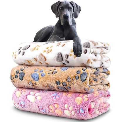 Cobertores para cães Gatos Cobertor de estimação de lã macia e fofa Quente Design de estampa fofa Patinha de cachorro gatinho Pequeno