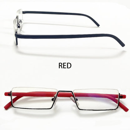 May Flower Metal Anti-Blue Light Reading Glasses Men Half Frame Prescription Eyeglasses Male TR90 Eyewear With Case óculos +1.75