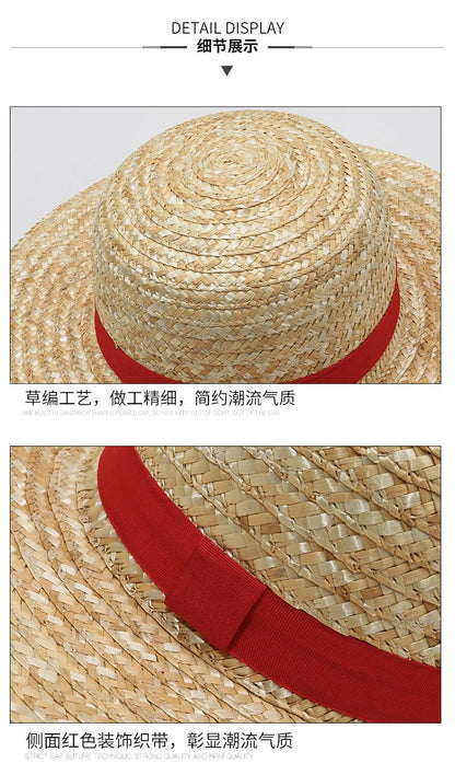 Matching Family Hat - Luffy Straw Hat for Cosplay & Beach, Sun Protection Summer Hat for Men Women Kids