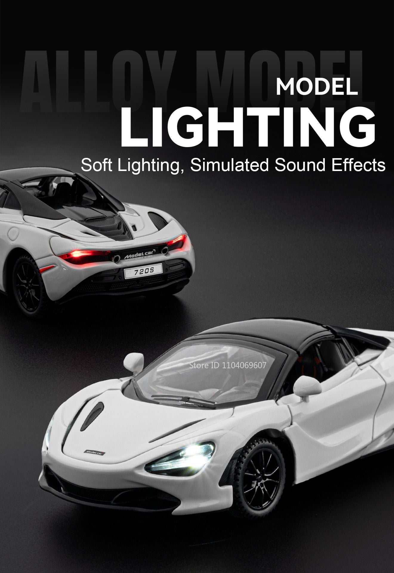 1:32 720S F1 Modelo Miniatura Carros Esportivos Liga Fundida Ornamento Supercarros Som Luz Portas Abertas Puxar Para Trás Presentes Infantis