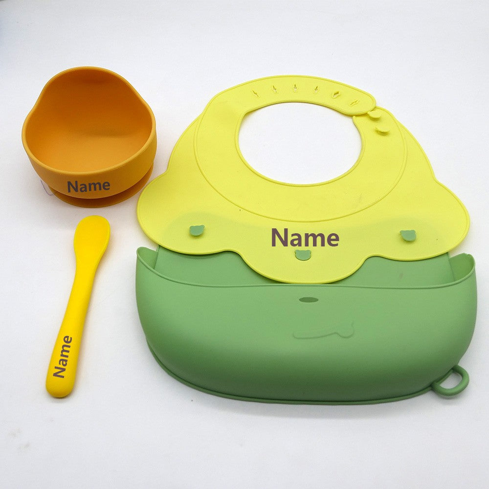 Silicone Tableware Set Waterproof and Easy to Clean Free Name Engraving Creative Gifts Customized for Babies
