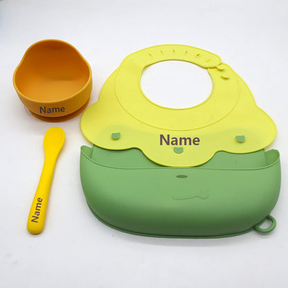 Silicone Tableware Set Waterproof and Easy to Clean Free Name Engraving Creative Gifts Customized for Babies
