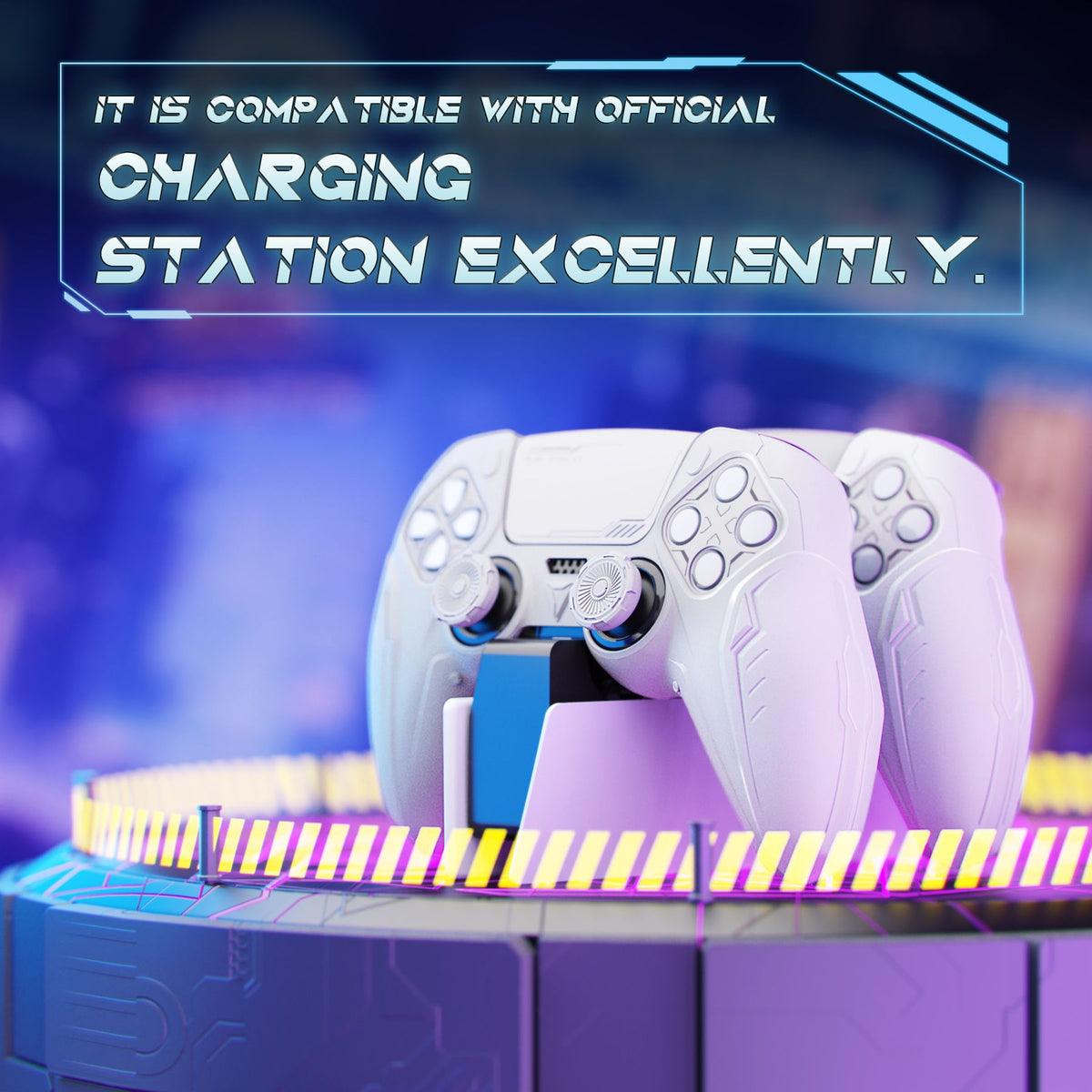 PlayVital Silicone Grip Case for PS5 Controller - Futuristic CyberMech Design Cover Compatible with PS5 Official Charging Dock