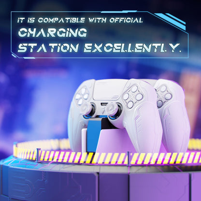 PlayVital Silicone Grip Case for PS5 Controller - Futuristic CyberMech Design Cover Compatible with PS5 Official Charging Dock