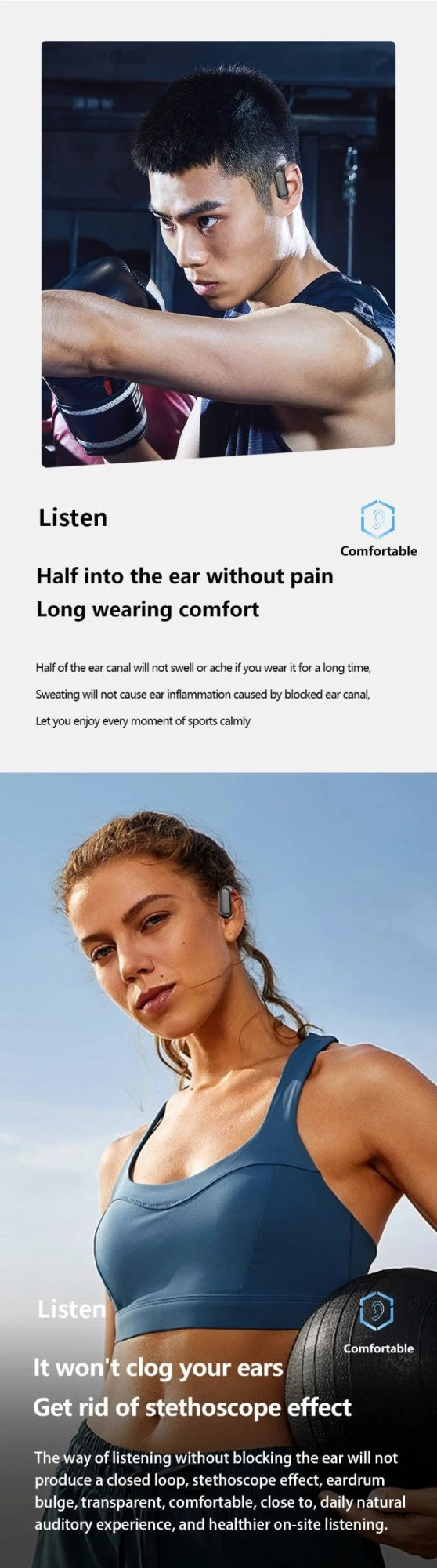 Para Fones de ouvido sem fio CB&JBL Bluetooth TWS A520 Fones de ouvido intra-auriculares Gancho de orelha Fone de ouvido para jogos Controle de toque esportivo com microfone