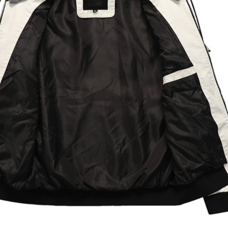 High Quality Men Leather Jacket Scorpion Embroidery Streetwear Windproof Motorcycle Biker Stand Collar Mens PU Leather Jackets