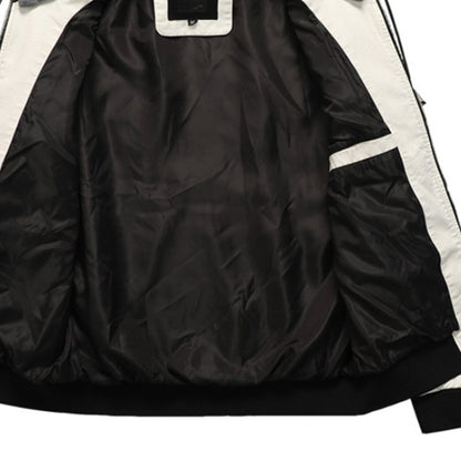 High Quality Men Leather Jacket Scorpion Embroidery Streetwear Windproof Motorcycle Biker Stand Collar Mens PU Leather Jackets