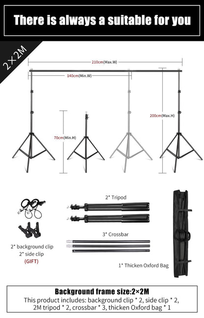 Photography Backdrop Stand Photo Studio Background Backdrops Chromakey Green Screen Support System Frame Carry Bag Light Kits