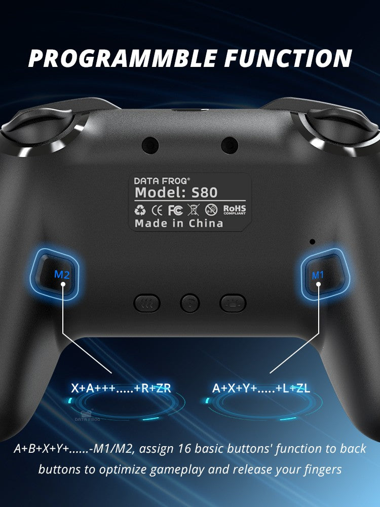 DATA FROG Wireless Pro Controller Universal Gamepad for Console with Gyro Sensor Dual Vibration Rechargeable Joystick