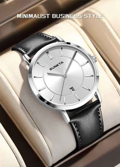 LIGE Sunkta Man Watch Fashion Luxury Waterproof Ultra Thin Date Casual Clock Leather Classic Quartz Watches for Men Reloj Hombre