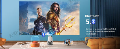 Projetor XGODY 12000 Lúmens Curta Distância Alto-falante Projetores Base 4K 1080P WiFi 6 Bluetooth 5.4 Android Home Theater Portátil