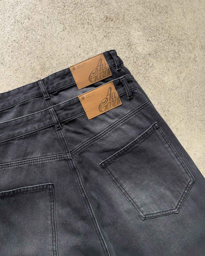 Calça jeans Hip-hop com moedas douradas Y2K retro cintura baixa perna larga com zíper calças jeans soltas bordadas moda masculina Y2K