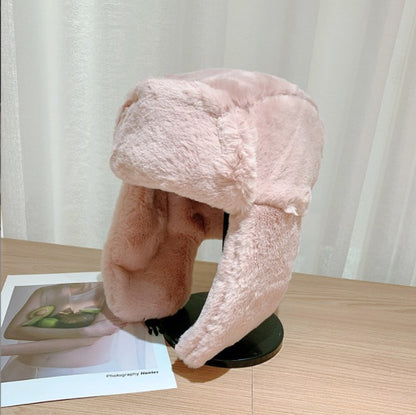 Gorros Femininos de Inverno Quentes e Grossos Estilo Russo, Moda Coreana Ushanka, Chapéu de Aviador com Protetor de Orelha, Chapéu Bomber Feminino Ajustável, Tendência