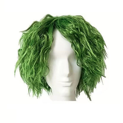 HAIRJOY Peruca Sintética Verde Cosplay Fofa Curta Encaracolada Anime Halloween para Mulheres Homens