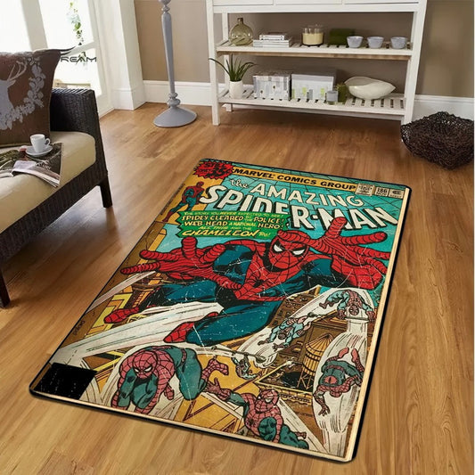 MINISO Vintage Comics Superhero Marvel Spiderman Carpet for Living Room Decor Bedroom Nonslip Mats Soft Floor Mat Welcome Rug